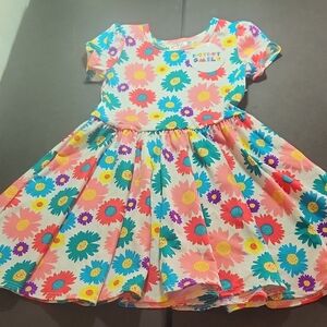 Dot Dot Smile Pink and Blue Puff Sleeve Sundress